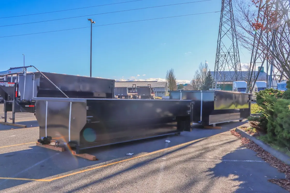 Roll-off dumpster ready for waste disposal at job site for Construction Dumpster Rental in Palo Alto